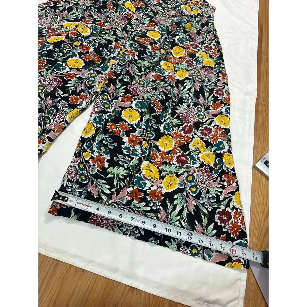 Natural Life Womens XL Floral Jumpsuit Colorful Boho Wide Leg Pockets Artsy